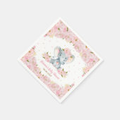 Blush Pink Floral Elephant Baby shower Birthday Servet (Hoek)