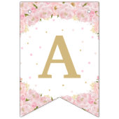 Blush Pink Floral Elephant Baby shower Birthday Vlaggetjes (Derde vlag)