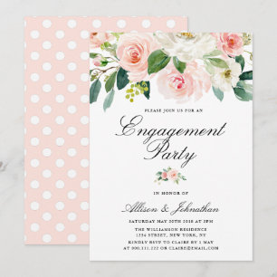 blush pink floral Engagement party uitnodiging