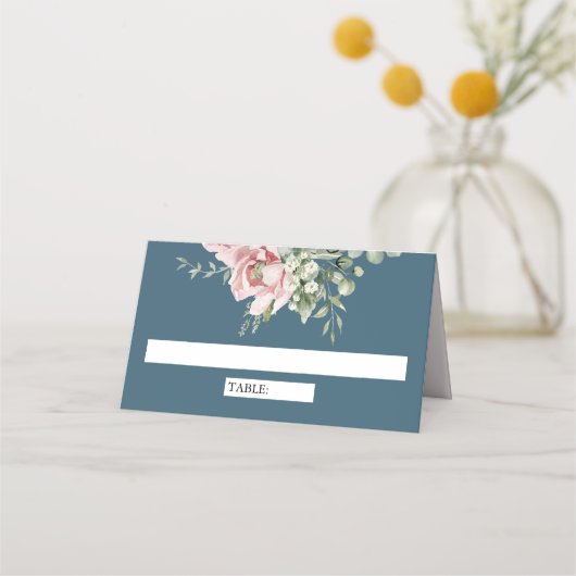 Blush Pink Floral Eucalyptus Dusty Blue Wedding (Voorkant)
