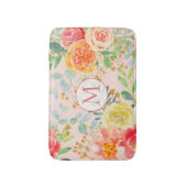 Blush Pink Floral Eucalyptus Glitter Monogram Badmat (Voorkant Verticaal)