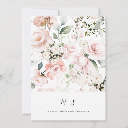 Blush Pink Floral & Eucalyptus Weddenschap 2B Kaart (Achterkant)