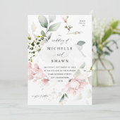 Blush Pink Floral & Eucalyptus Weddenschap B Kaart (Staand voorkant)