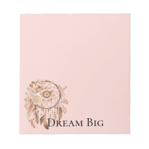 Blush Pink Floral Feathers Dream Catcher Notitieblok