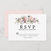 Blush Pink Floral First Commune RSVP (Voorkant / Achterkant)