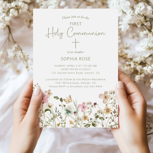 Blush Pink Floral First Community Kaart