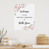 Blush Pink Floral First Community Welkomstteken Poster (Keuken)