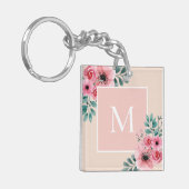 Blush Pink | Floral foto Monogram Sleutelhanger (Voorkant Links)