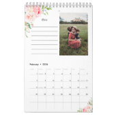 Blush Pink Floral fotokalender met notities Kalender (Feb 2026)