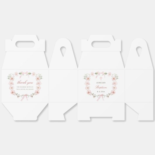 Blush Pink Floral Frame Baptism Gable Bedankdoosjes (Ongevouwen)