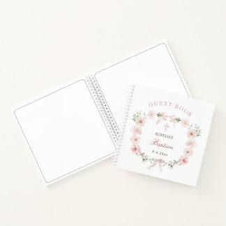 Blush Pink Floral Frame Baptism Guest Book Notitieboek