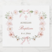 Blush Pink Floral Frame Baptism Likeurfles Etiket (Enkel label)
