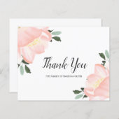 Blush Pink Floral Funeral Budget Hartelijk dank (Voorkant / Achterkant)