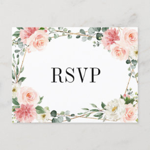 Blush Pink Floral Geometric Botanical Weddenschap  Briefkaart