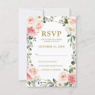 Blush Pink Floral Geometric Botanical Weddenschap  RSVP Kaartje