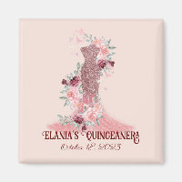 Blush Pink Floral Girly Quinceanera Party Favor