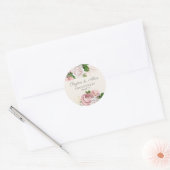 Blush Pink Floral Gold Engagement Party Ronde Sticker (Envelop)