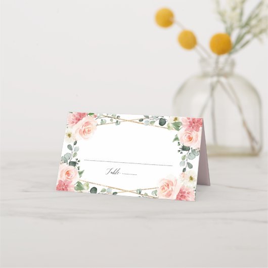 Blush Pink Floral Gold Geometric Botanical Weddens (Voorkant)