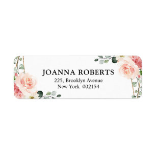 Blush Pink Floral Gold Geometric Botanical Weddens Etiket