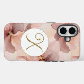Blush Pink Floral Gold Glitter Letter X Case-Mate iPhone Case (Achterkant (horizontaal))