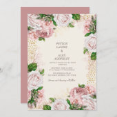 Blush Pink  Floral Gold Glitter Weddenschap Kaart (Voorkant / Achterkant)