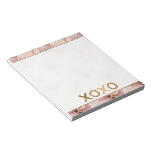 Blush Pink Floral Gold Glitter XOXO Notitieblok