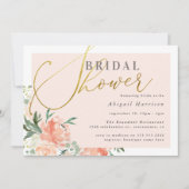 Blush Pink Floral Gold Script Vrijgezellenfeest Kaart (Voorkant)