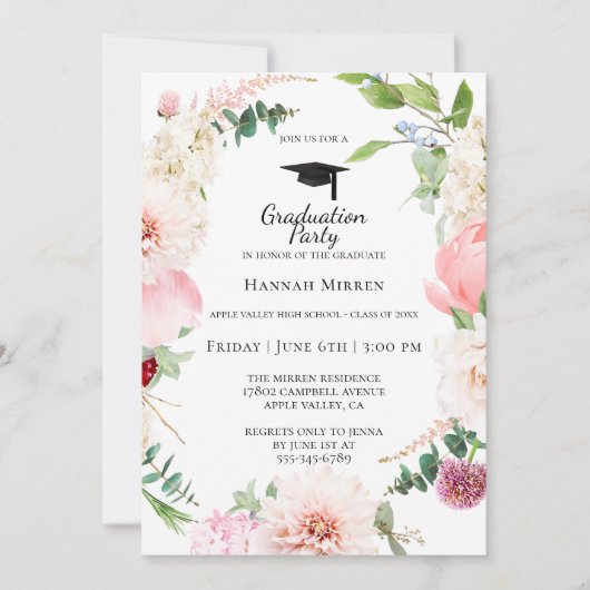 Blush Pink Floral Gradual Party Invitation (Voorkant)