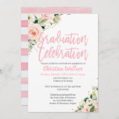 Blush Pink Floral Graduation Invitations Kaart (Voorkant / Achterkant)