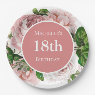 Blush Pink  Floral Greenery 18th Birthday Papieren Bordje