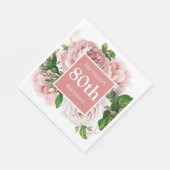  Blush Pink Floral Greenery 80th Birthday Servet (Hoek)