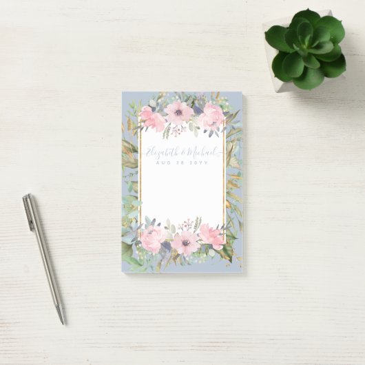 Blush Pink Floral Greenery Boho Wedding Post-it® Notes (Kantoor)