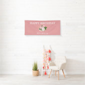 Blush Pink  Floral Greenery Happy Birthday Spandoek (Insitu)