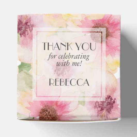 Blush Pink Floral Hartelijk dank Bedankdoosjes (Bovenkant)