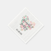 Blush Pink Floral Heart Moderne Weddenschap Monogr Servetten (Hoek)