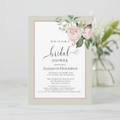 Blush Pink Floral Heart Script Vrijgezellenfeest Kaart (Staand voorkant)