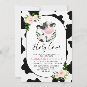 Blush Pink Floral Heilige Koe Koe Maandag afdrukke Kaart