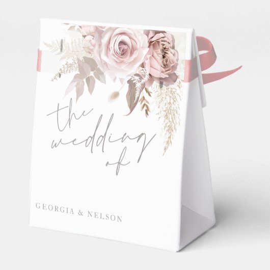 Blush Pink Floral Het huwelijk van Bedankdoosjes (Achterkant)