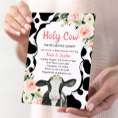 Blush Pink Floral Holy Koe Baby shower Kaart