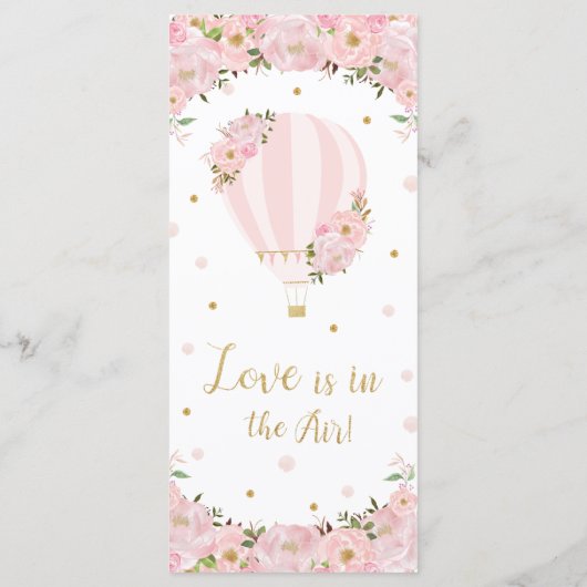 Blush Pink Floral Hot Air ballon Weddenmenu Programma (Achterkant)