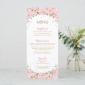Blush Pink Floral Hot Air ballon Weddenmenu Programma (Staand voorkant)
