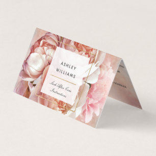 Blush Pink Floral Lash Salon Lash Nazorg Visitekaartjes
