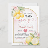 Blush Pink Floral Lemon Main Squeeze Vrijgezellenf Kaart (Voorkant)
