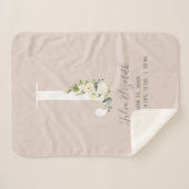 Blush Pink Floral Letter J Baby Script Birth Stats Sherpa Deken (Voorkant (horizontaal))