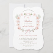 Blush Pink Floral Lijst doop Kaart (Voorkant)