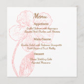 Blush Pink Floral Line Art Wedding Menu Card (Devant)