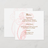 Blush Pink Floral Line Art Wedding Menu Card (Devant / Derrière)
