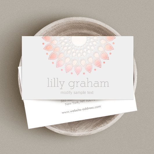 Blush Pink Floral Lotus Mandala Visitekaartje