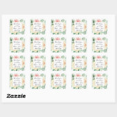 Blush Pink Floral mariage faveur merci sticker (Feuille)