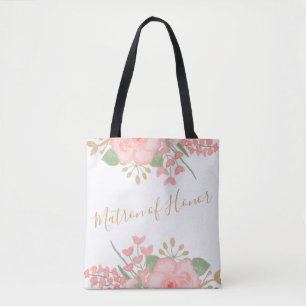 Blush Pink Floral Matron of Honor Canvas tas